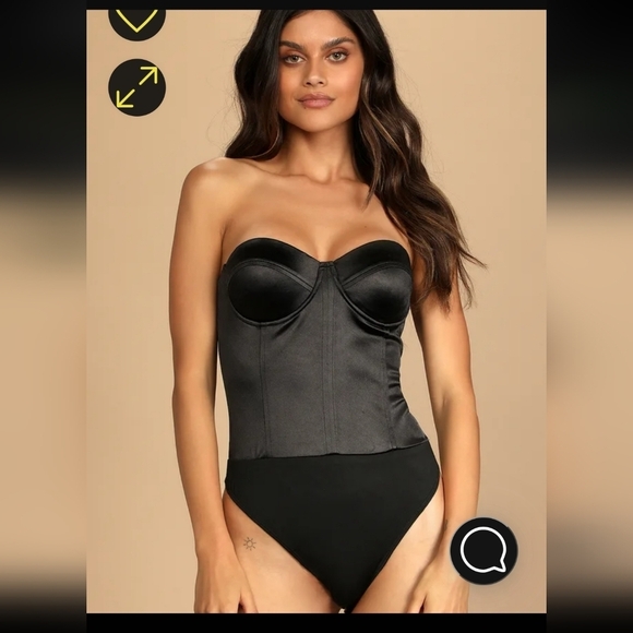 NWT LULU'S SATIN BUSTIER STRAPLESS THONG BODYSUIT W/FULL ZIP SNAP CROTCH STYLE - Picture 1 of 16